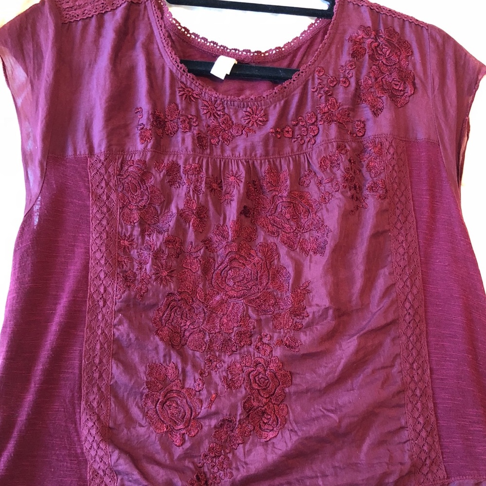 Maroon Anthropologie Top - Picture 2 of 4